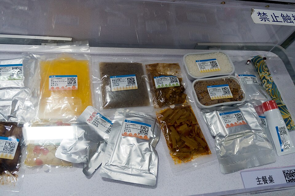 Packages of space food ready for astronauts